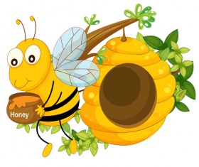 Cartoon bee and beehive vector material 05