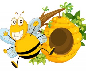 Cartoon bee and beehive vector material 07