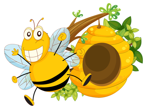 Cartoon bee and beehive vector material 07