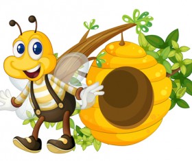 Cartoon bee and beehive vector material 09