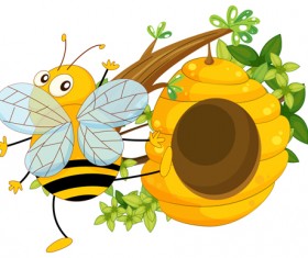 Cartoon bee and beehive vector material 10