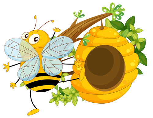 Cartoon bee and beehive vector material 10