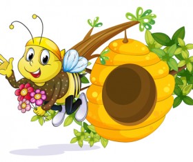 Cartoon bee and beehive vector material 12