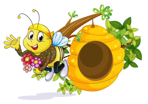 Cartoon bee and beehive vector material 12