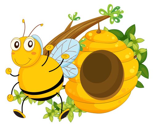 Cartoon bee and beehive vector material 13