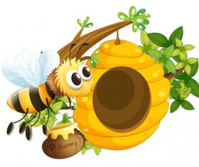 Cartoon bee and beehive vector material 14
