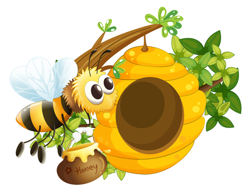 Cartoon bee and beehive vector material 14