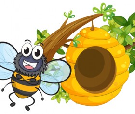 Cartoon bee and beehive vector material 15