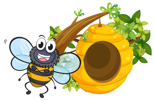 Cartoon bee and beehive vector material 15