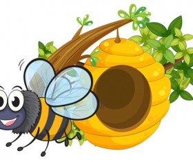 Cartoon bee and beehive vector material 16