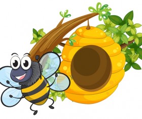 Cartoon bee and beehive vector material 17