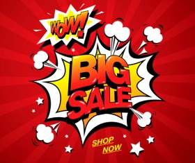Cartoon style big sale template design vector 03