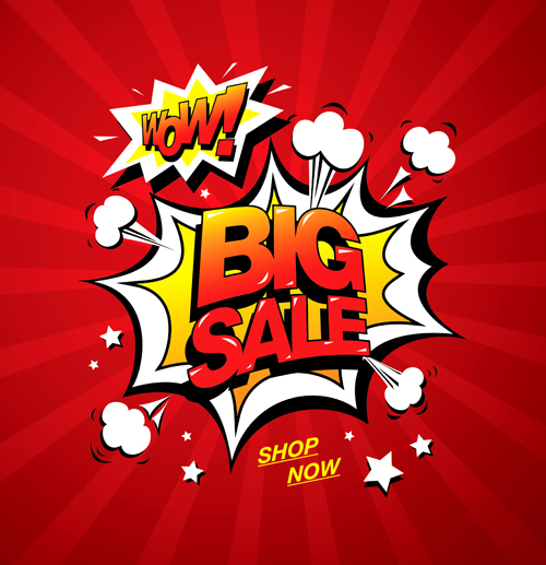 Cartoon style big sale template design vector 03