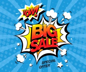 Cartoon style big sale template design vector 04
