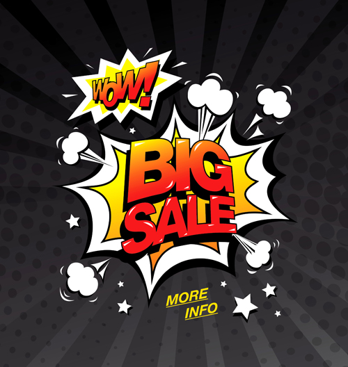 Cartoon style big sale template design vector 05