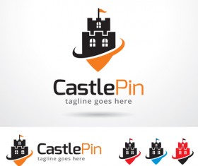Castle pin logo vector