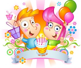 Birthday owls with ballons cards vector 02 free download