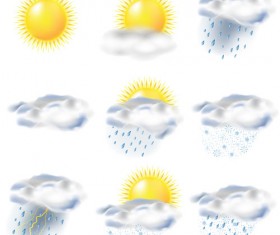 Cloud with sun weather icons vector