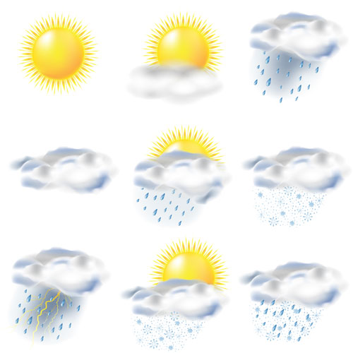 Cloud with sun weather icons vector