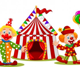 Clowns with circus vector