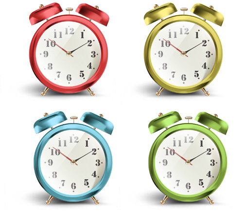 Colored alarm clock vector set 02