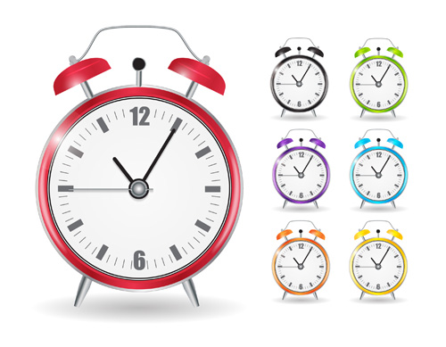 Colored alarm clock vector set 03