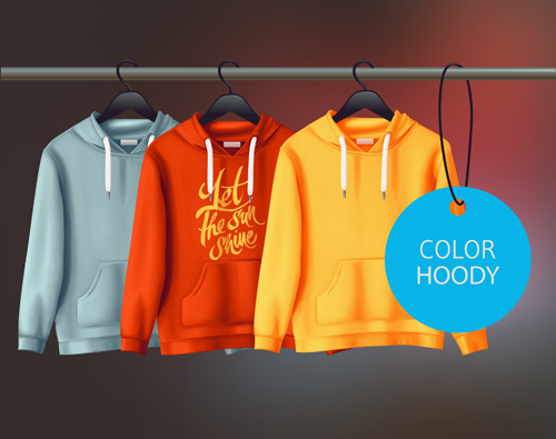 Colored hoody design template vector