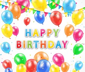 Colorful balloon and birthday card vector graphics
