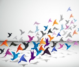 Colorful origami birds vector 01