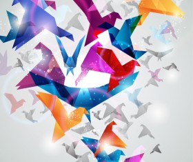 Colorful origami birds vector 02
