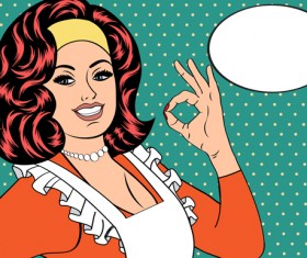 Comics beautiful woman with speech bubbles vector 01