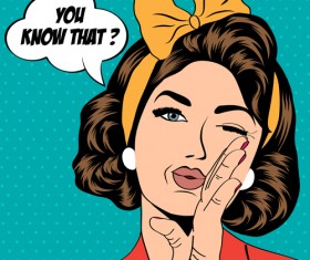 Comics beautiful woman with speech bubbles vector 02