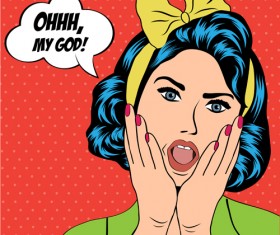 Comics beautiful woman with speech bubbles vector 03