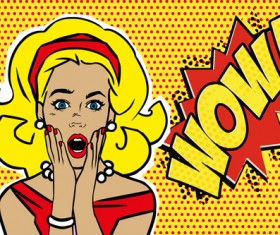 Comics surprised woman design vector 01