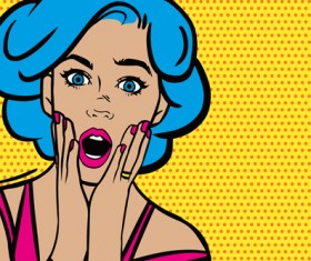 Comics surprised woman design vector 03