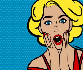 Comics surprised woman design vector 05
