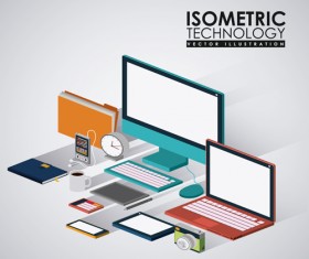 Computer technology isometrics template vector 02