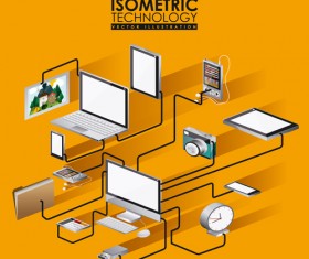Computer technology isometrics template vector 03