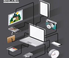 Computer technology isometrics template vector 04