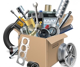 Creative car parts background vector 07