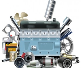 Creative car parts background vector 08