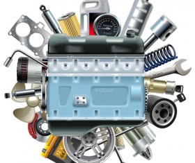 Creative car parts background vector 10