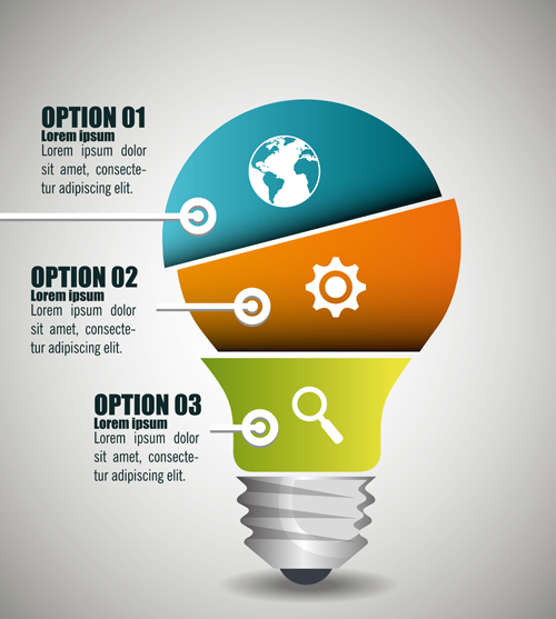 Creative lightbulb infographic vectors material 07