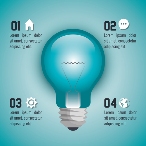 Creative lightbulb infographic vectors material 08