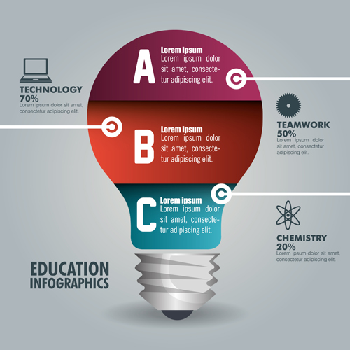 Creative lightbulb infographic vectors material 11