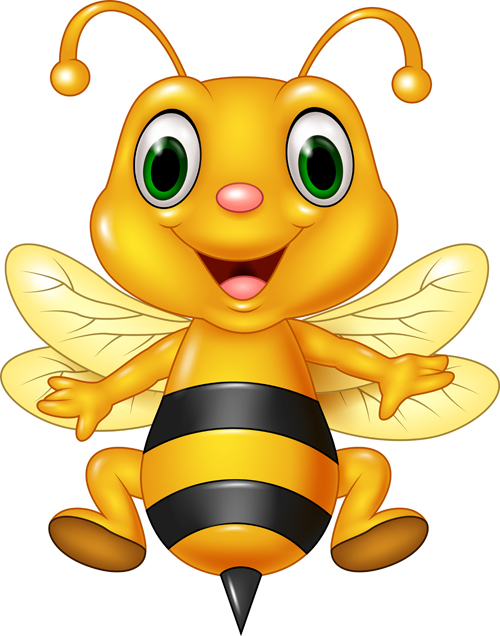Download Cute bee cartoon vector illustration 01 free download