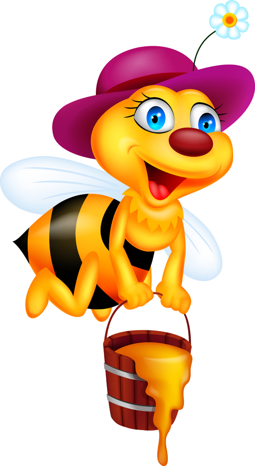 Download Cute bee cartoon vector illustration 09 free download
