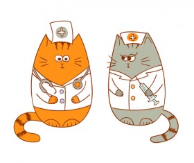 Cute doctors cats vector