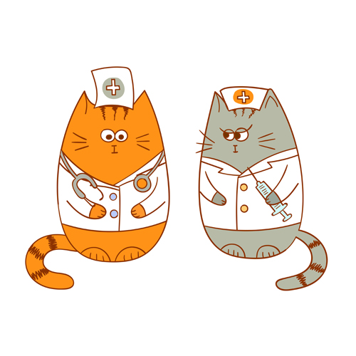 Cute doctors cats vector