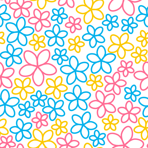 Cute flowers seamless pattern vector 01